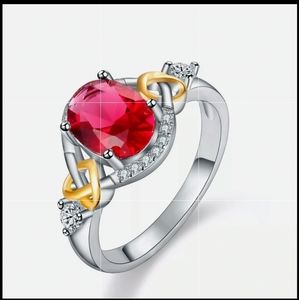 New Ruby Two Tone Eternity Knot Silver Ring.